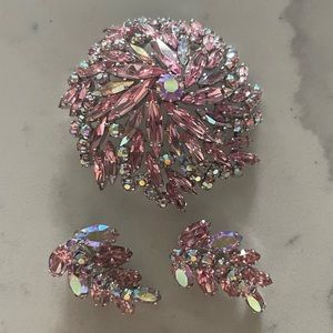 Authentic Vintage Sherman Crystal Brooch and Earring Set